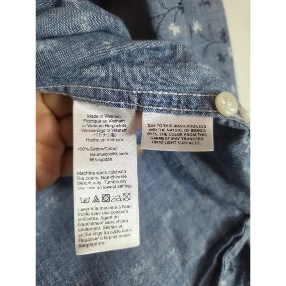 J,Crew Men Blue Denim Floral Print 